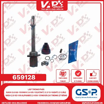 GSP LÁP trong phải RAV4 2.0 08-19 RAV4 2.4 05-12(AT/MT) 2.5 12-18(MT) (1 cầu) Wish 2.0 03-09 Alphard 2.4 08-15 Ngoài 24 trong 27 răng
