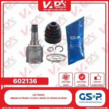 GSP Láp Trong MIRAGE Attrage 1.2 2013+ Ngoài 23 Trong 28 Răng
