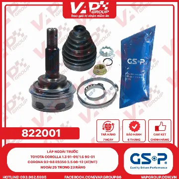 GSP LÁP ngoài trước Toyota Corolla 1.3 91-01/ 1.6 95-01 Corona 92-98 ES350 3.5 06-12 (AT/MT) Ngoài 26 trong 23 răng