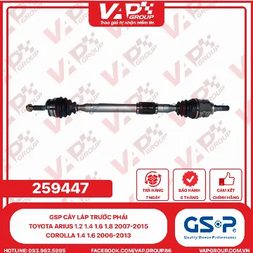 GSP Cây Láp Trước Phải Toyota Arius 1.2 1.4 1.6 1.8 2007-2015, Corolla 1.4 1.6 2006-2013