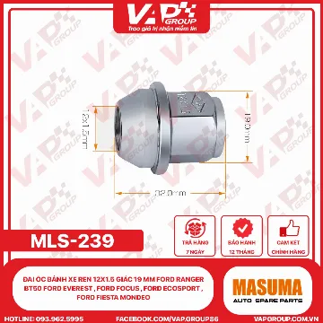 Đai Ốc Bánh Xe Ren 12X1.5 Giác 19 Mm Ford Ranger Bt50 Ford Everest , Ford Focus , Ford Ecosport , Ford Fiesta Mondeo