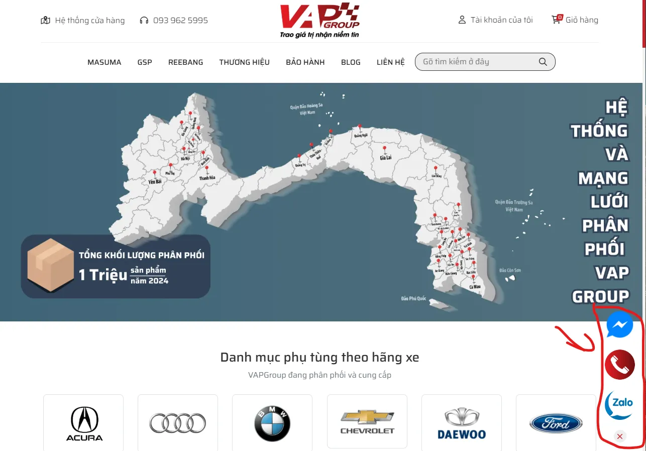 Ba lựa chọn liên hệ tư vấn trên website của VAPGroup