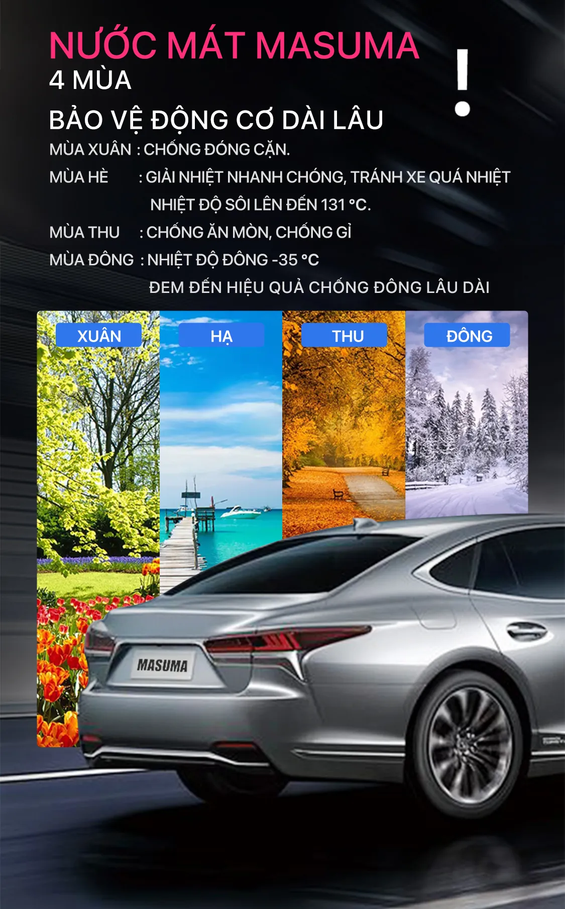 Vai trò của nước làm mát xe hơi Masuma trong 4 mùa
