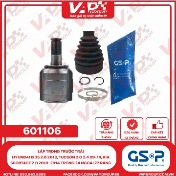GSP Láp Trong Trước Trái Hyundai iX35 2.0 2013, Tucson 2.0 2.4 09-14, KIA Sportage 2.0 2010-2014 Trong 24 Ngoài 27 Răng
